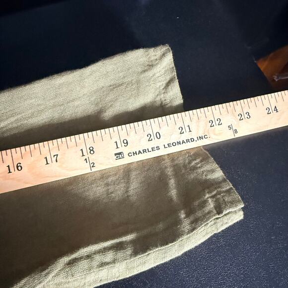 NWT ELENA BALDI M 100% Linen Olive Tunic Dress Minimalist Lagenlook 3/4 Roll-Tab - Picture 7 of 9